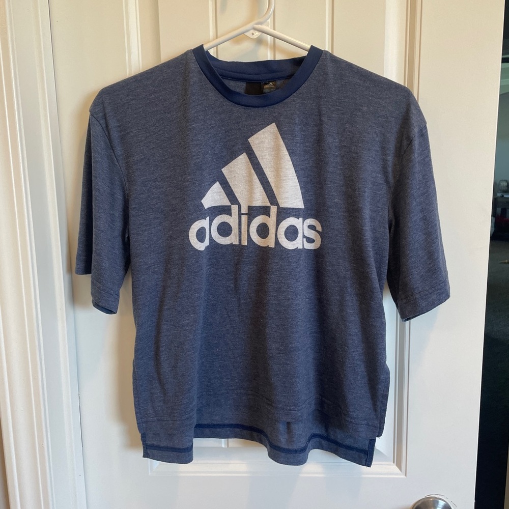 Adidas Blue Short Sleeve Tee with Iconic Logo